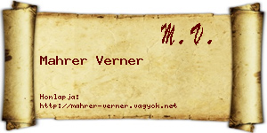 Mahrer Verner névjegykártya